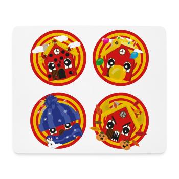 Häuschens Jahreszeiten-Party - Mousepad (Querformat) - Weiß - Vorne