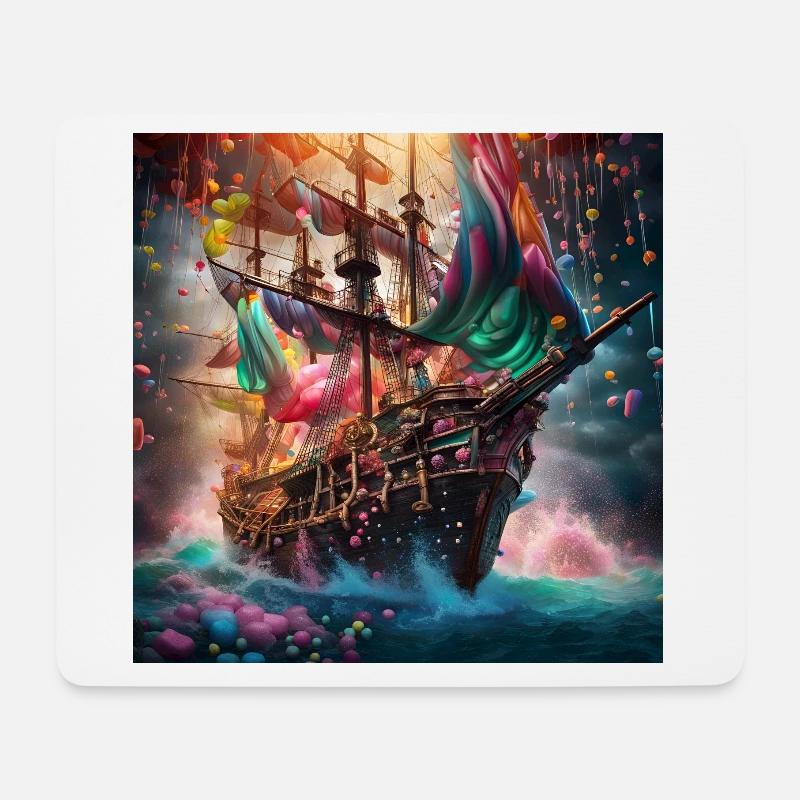 Süßigkeiten-Piratenschiff - Mousepad (Querformat) - Weiß