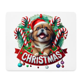 christmas Mignon petit chien - Tapis de souris (format paysage) - blanc - Devant