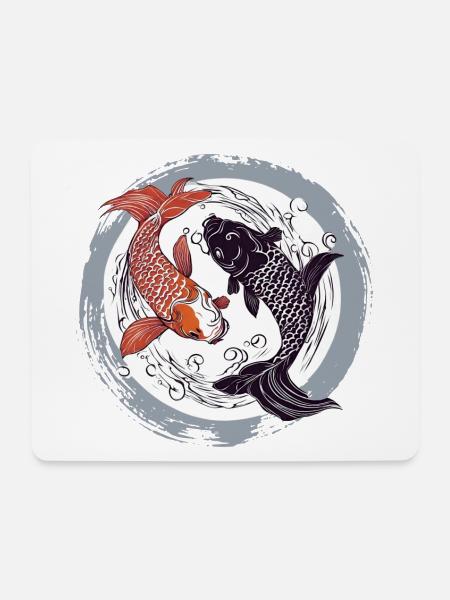 Koi yin yang - Mousepad (Querformat) - Weiß