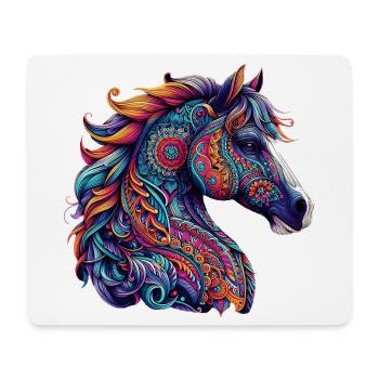 Pferd mit Mandalas verziert - Mousepad (Querformat) - Weiß - Vorne