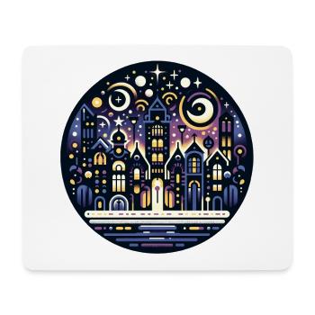Ville nocturne mystique dans le cosmos - Tapis de souris (format paysage) - blanc - Devant
