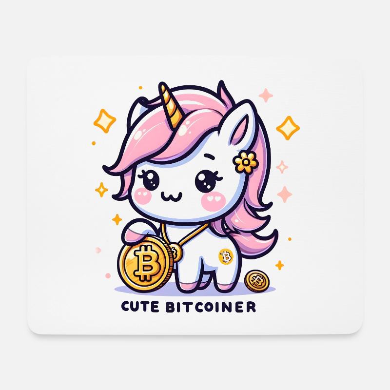 Adorable Crypto Unicorn Cute Bitcoiner - Mousepad (Querformat) - Weiß