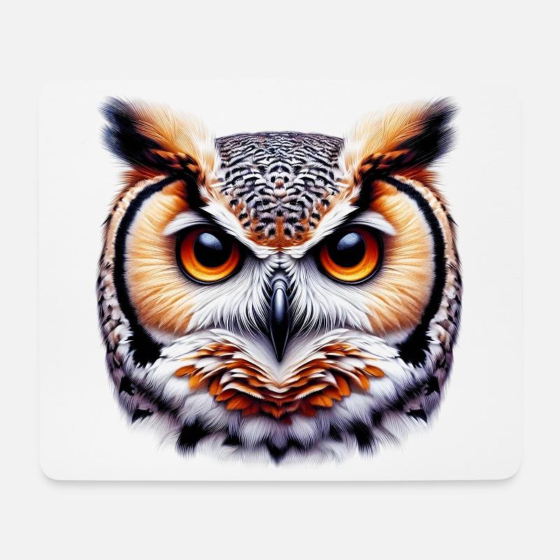 Eule - Mousepad (Querformat) - Weiß