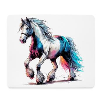 Cheval - Tapis de souris (format paysage) - blanc - Devant