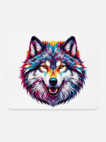 Wolf - Mousepad (Querformat) - Weiß