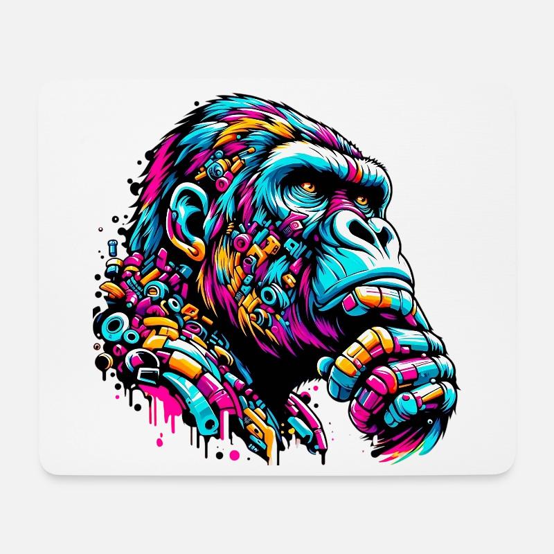 Gorilla - Mousepad (Querformat) - Weiß