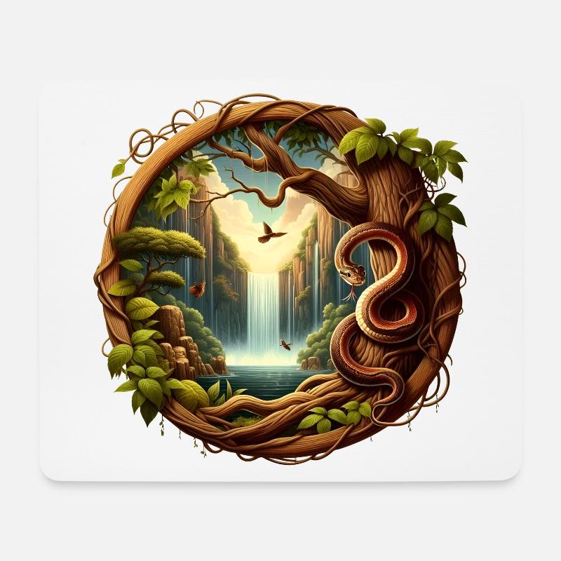 Schlange vor Wasserfall 1 - Mousepad (Querformat) - Weiß
