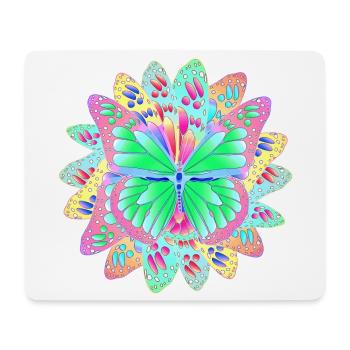 Papillons Fleur - Tapis de souris (format paysage) - blanc - Devant