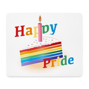 A piece of rainbow cake with birthday candle - Mouse Pad (horizontal) - white - Front