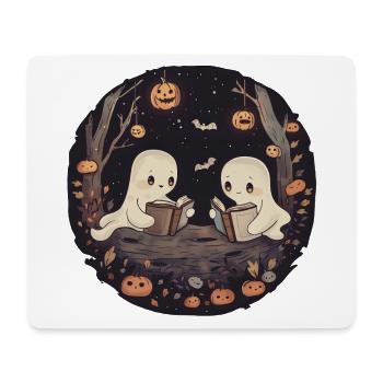 Geister, Lesen, Buch, bibliothek, Halloween - Mousepad (Querformat) - Weiß - Vorne