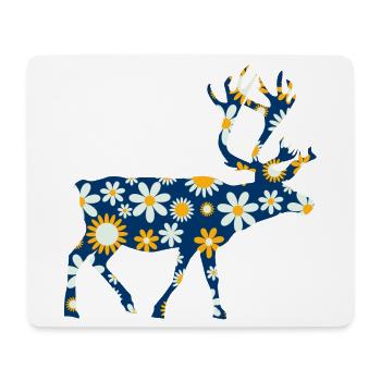 Blühende Rentiere Skandinavien - Mousepad (Querformat) - Weiß - Vorne