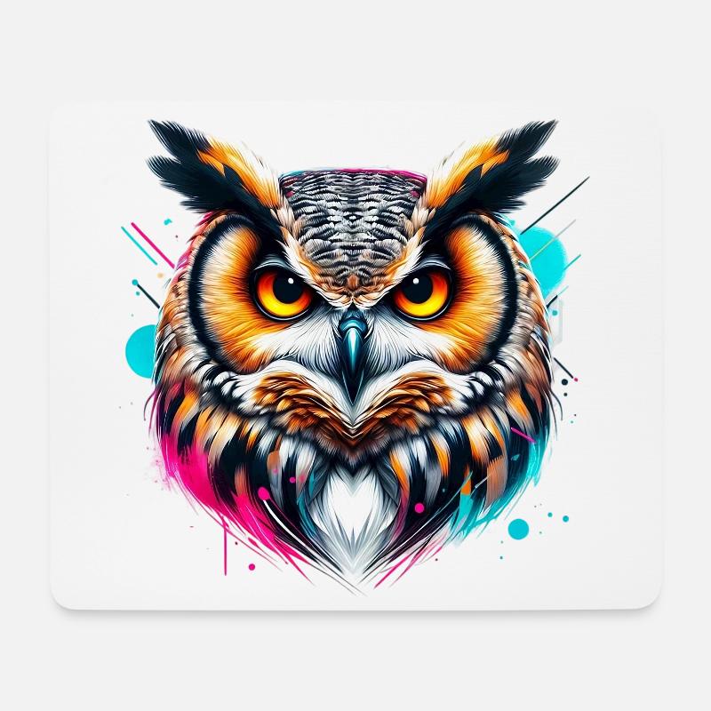 Eule - Mousepad (Querformat) - Weiß