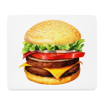 Aquarelle, hamburgers, restauration rapide - Tapis de souris (format paysage) - blanc - Devant