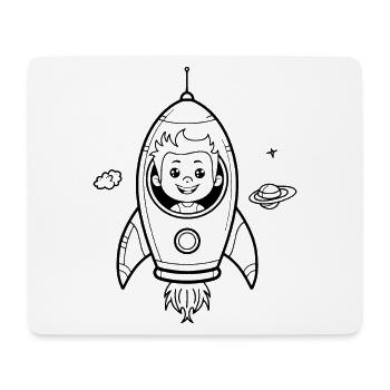 Astronaut Junge in Rakete im Weltall - Mousepad (Querformat) - Weiß - Vorne