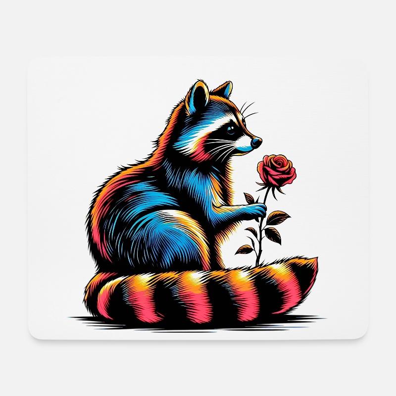 Waschbär - Mousepad (Querformat) - Weiß