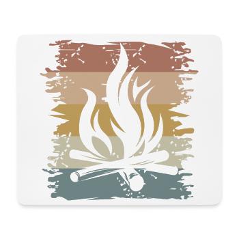 retro campfire survival outdoor bushcraft icon - Mouse Pad (horizontal) - white - Front