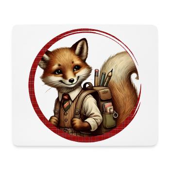 Schulstart mit Stil: Fuchs für Schulanfänger - Mousepad (Querformat) - Weiß - Vorne