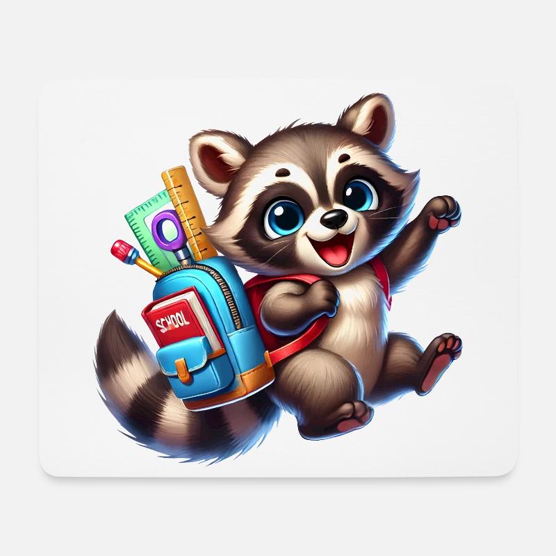 Schulstart mit Waschbär:Waschbär für Schulanfänger - Mousepad (Querformat) - Weiß