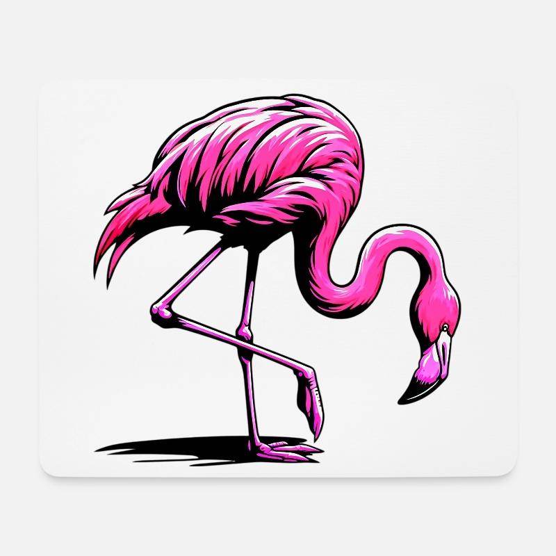 Flamingo - Mousepad (Querformat) - Weiß