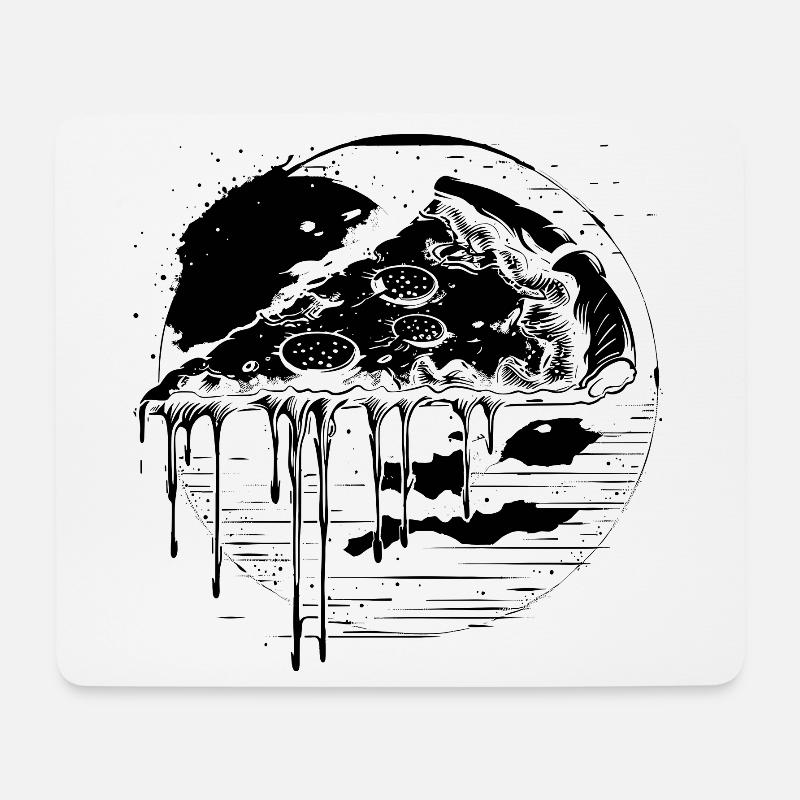 Pizza Zeichnung - Mousepad (Querformat) - Weiß