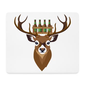 Hirsch mit Bier - Mousepad (Querformat) - Weiß - Vorne