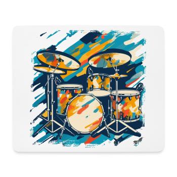 Schlagzeug Porträt - Mousepad (Querformat) - Weiß - Vorne