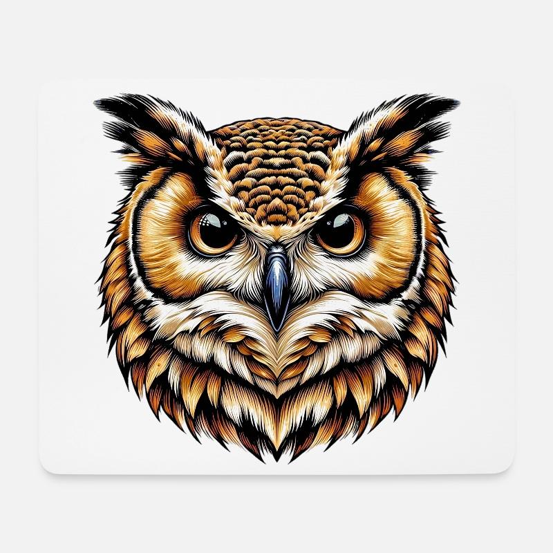 Eule - Mousepad (Querformat) - Weiß