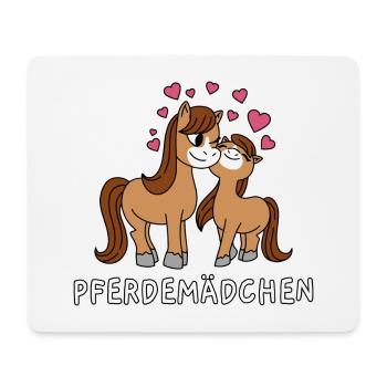 Pferdemädchen Süße Comic Pferde Mädchen Herzen - Mousepad (Querformat) - Weiß - Vorne