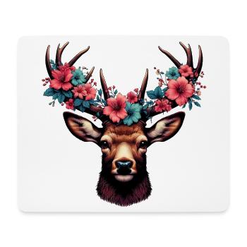 Deer with Flowers - Mouse Pad (horizontal) - white - Front