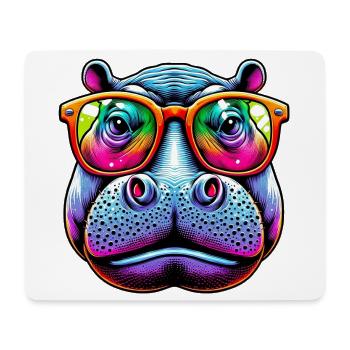 Hippopotamus with sunglasses - Mouse Pad (horizontal) - white - Front