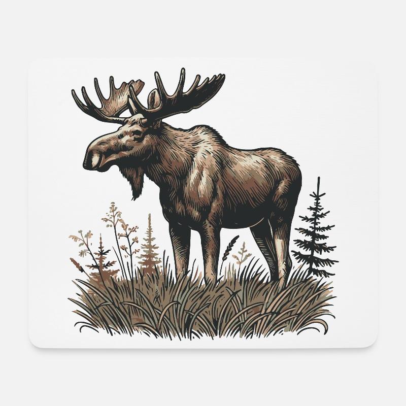 Elch - Mousepad (Querformat) - Weiß