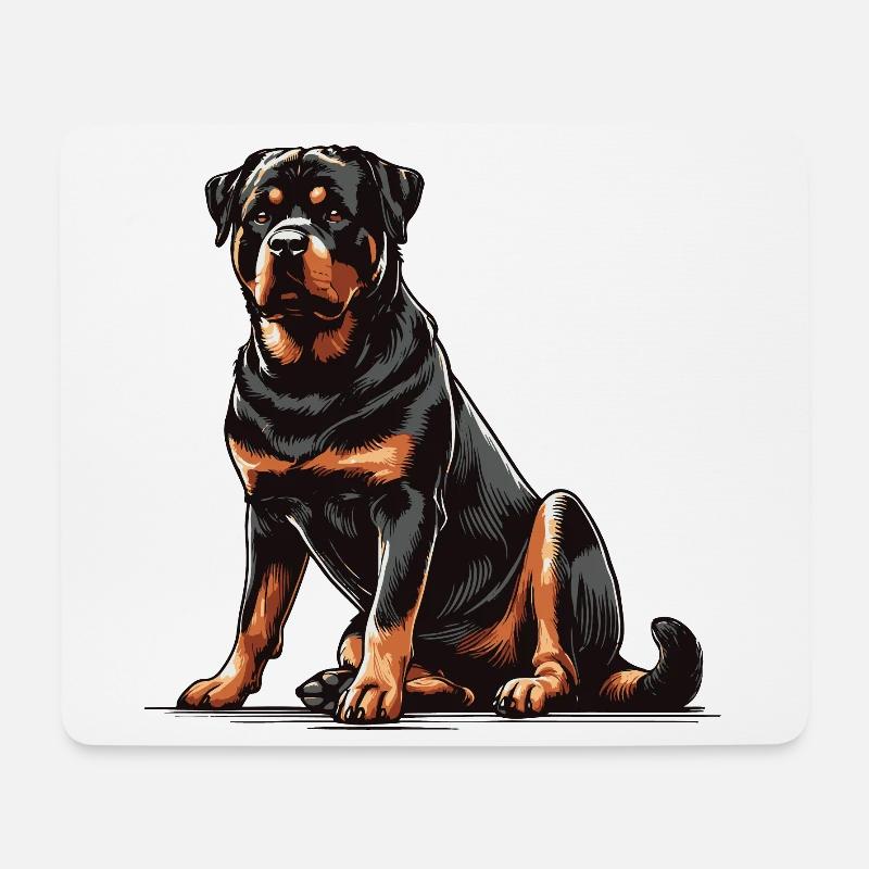 Rottweiler - Tapis de souris (format paysage) - blanc