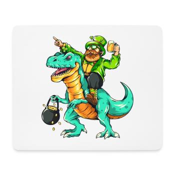 Saint-Patrick Leprechaun Leprechaun Bière Dino T-Rex - Tapis de souris (format paysage) - blanc - Devant