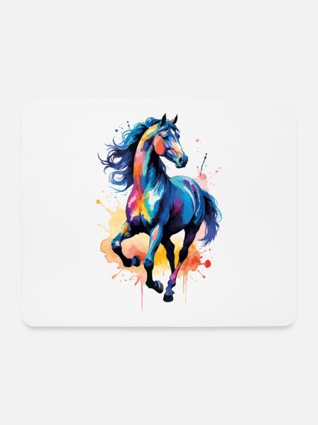 Pferd Motiv Pferdemotiv Aquarell Wasserfarben - Mousepad (Querformat) - Weiß