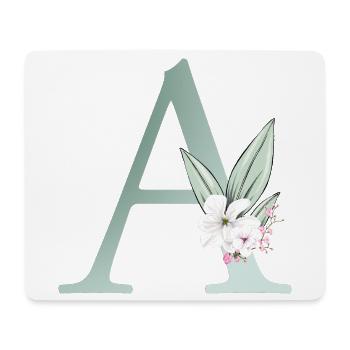 A Monogram, Floral, Personalizable - Mouse Pad (horizontal) - white - Front