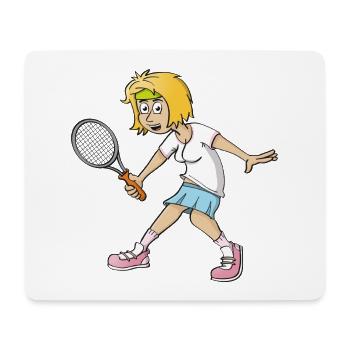 Fröhliches Bild eines Tennisspielers - Mousepad (Querformat) - Weiß - Vorne