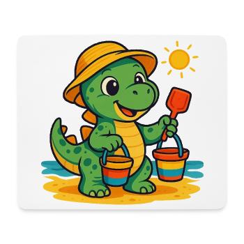 Playful Dinosaur with Summer Accessories - Mouse Pad (horizontal) - white - Front