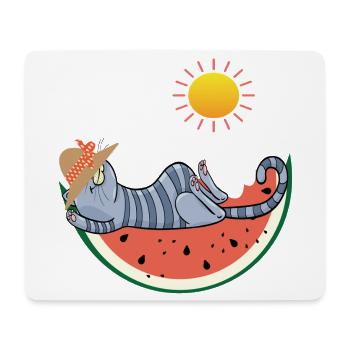 Cat with melon in the sunshine - Mouse Pad (horizontal) - white - Front