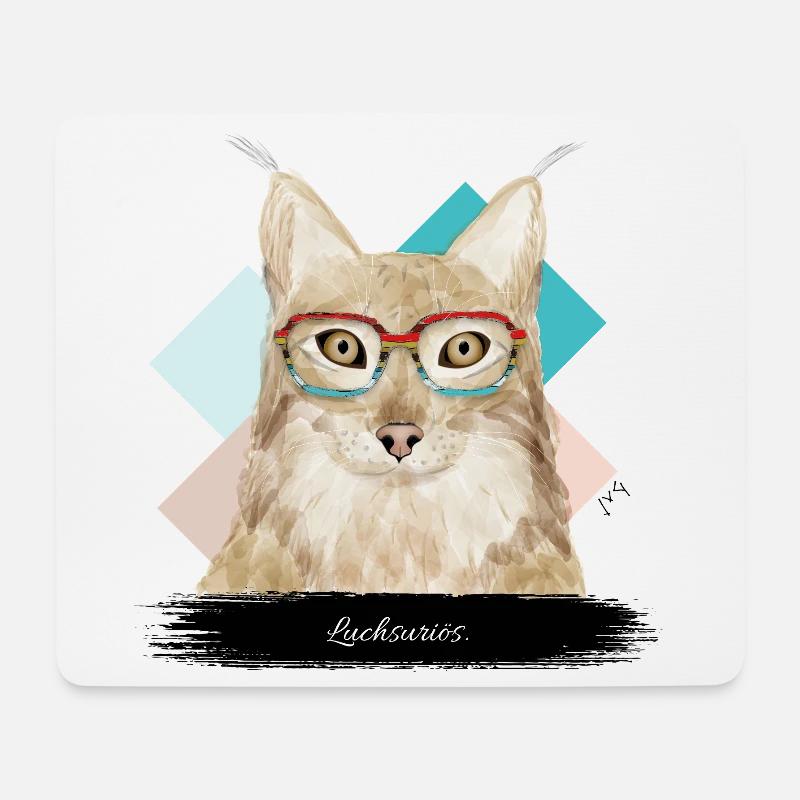 JvG Luchs "Luchsuriös!" - Mousepad (Querformat) - Weiß