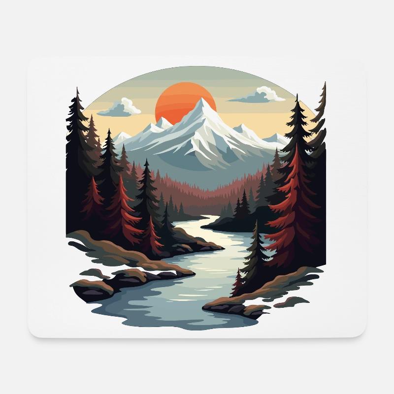 Mountain paradise with sunset - Mouse Pad (horizontal) - white