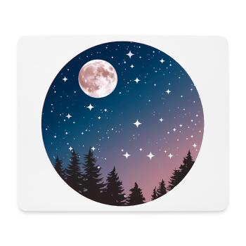 Mondschein Nachthimmel Baum Silhouette - Mousepad (Querformat) - Weiß - Vorne