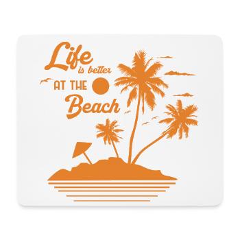 Sonnenuntergang am Palmstrand - Mousepad (Querformat) - Weiß - Vorne