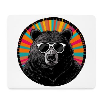 Cool bear with sunglasses and colorful aura - Mouse Pad (horizontal) - white - Front