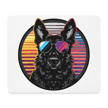 Cooler Hund mit Sonnenbrille - Mousepad (Querformat) - Weiß - Vorne