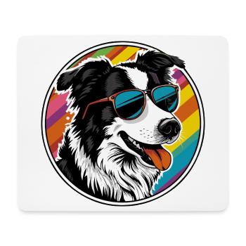 Cooler Hund mit Sonnenbrille - Mousepad (Querformat) - Weiß - Vorne