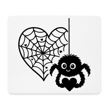 Flauschige_Spinne_und_Herzspinnennetz avec cœur - Tapis de souris (format paysage) - blanc - Devant