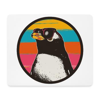 Penguin with Retro Sunset - Mousepad (Querformat) - Weiß - Vorne