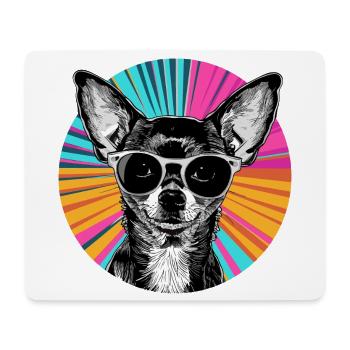 Chihuahua mit Retro Sonnenbrille - Mousepad (Querformat) - Weiß - Vorne
