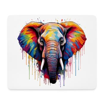 Living elephant art in a play of colours - Mouse Pad (horizontal) - white - Front